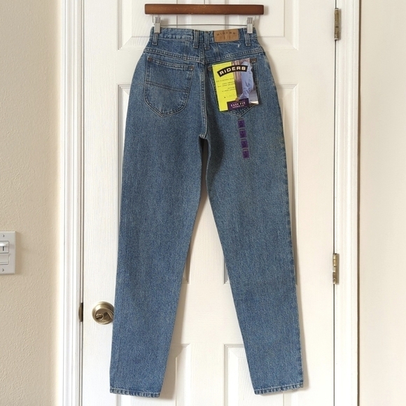 Riders 90's Vintage Deadstock Medium Wash High Rise Easy Fit Tapered Leg Jeans 5 - Picture 4 of 16
